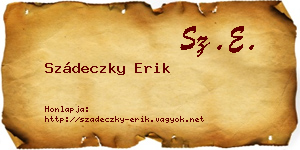 Szádeczky Erik névjegykártya