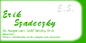 erik szadeczky business card